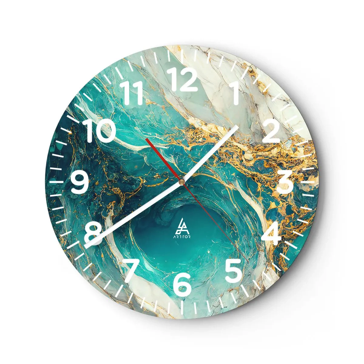 Wall clock - Clock on glass - Composition with Veins of Gold - 30x30 cm