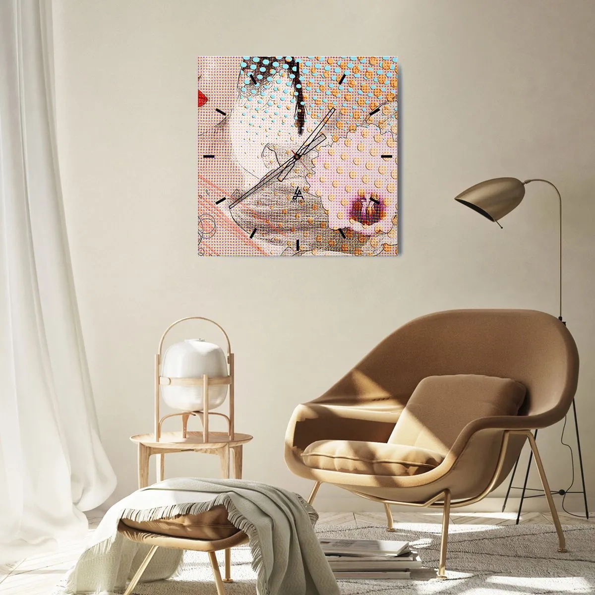 Wall clock - Clock on glass - Comic Heroine - 40x40 cm