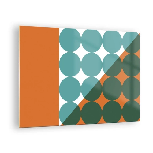 Glass picture - Abstract geometric composition with circles and a triangle - 70x50cm - Upwards and Diagonally - Modern wall decoration for the living room and bedroom ARTTOR