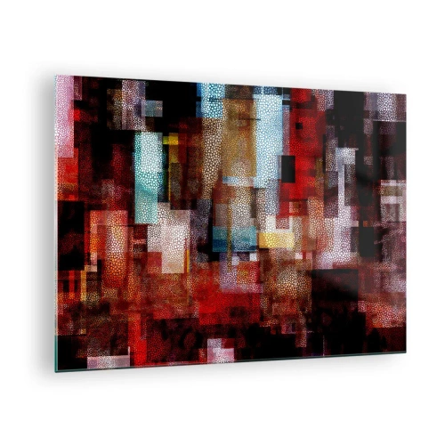 Glass picture - Abstract geometric composition in shades of red - 70x50cm - Mashed UP - Modern wall decoration for the living room and bedroom ARTTOR