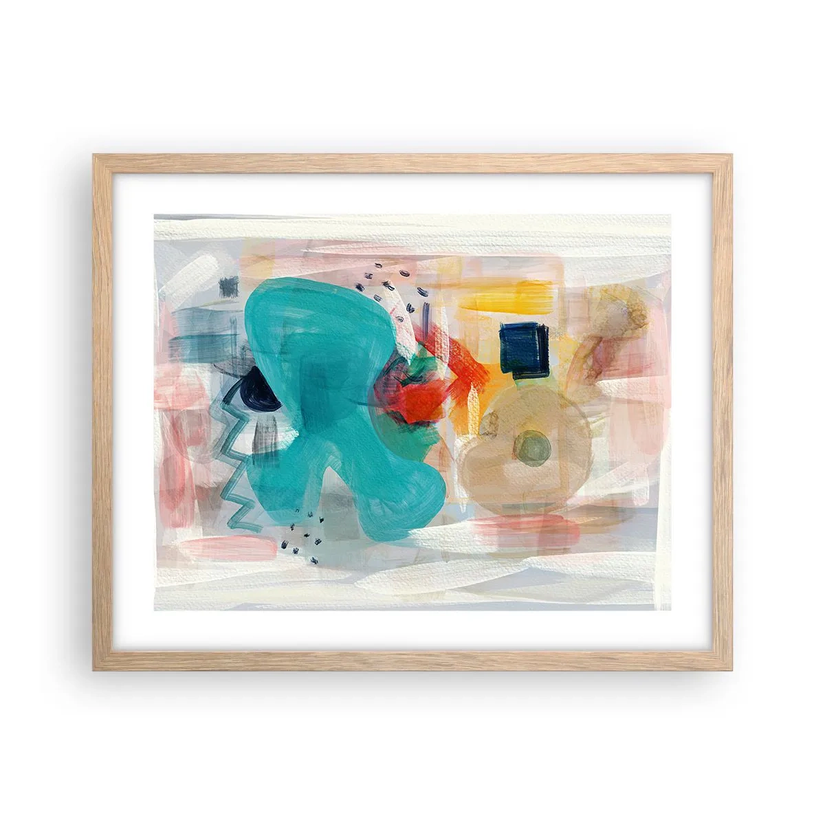 Poster in light oak frame - Colourful Game - 50x40 cm