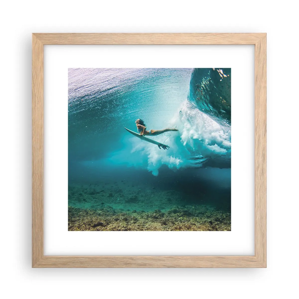 Poster in light oak frame - Undewater World - 30x30 cm