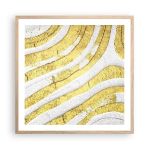 Poster in light oak frame - Composition in White and Gold - 60x60 cm