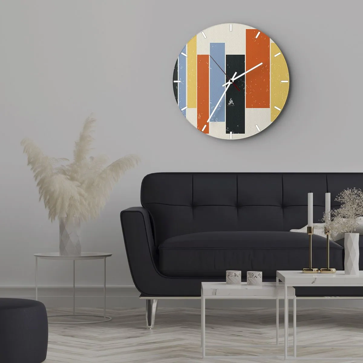 Wall clock - Clock on glass - Notation of Music - 30x30 cm