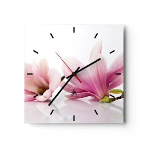 Wall clock - Clock on glass - Delicate Like a Spring Breeze - 30x30 cm