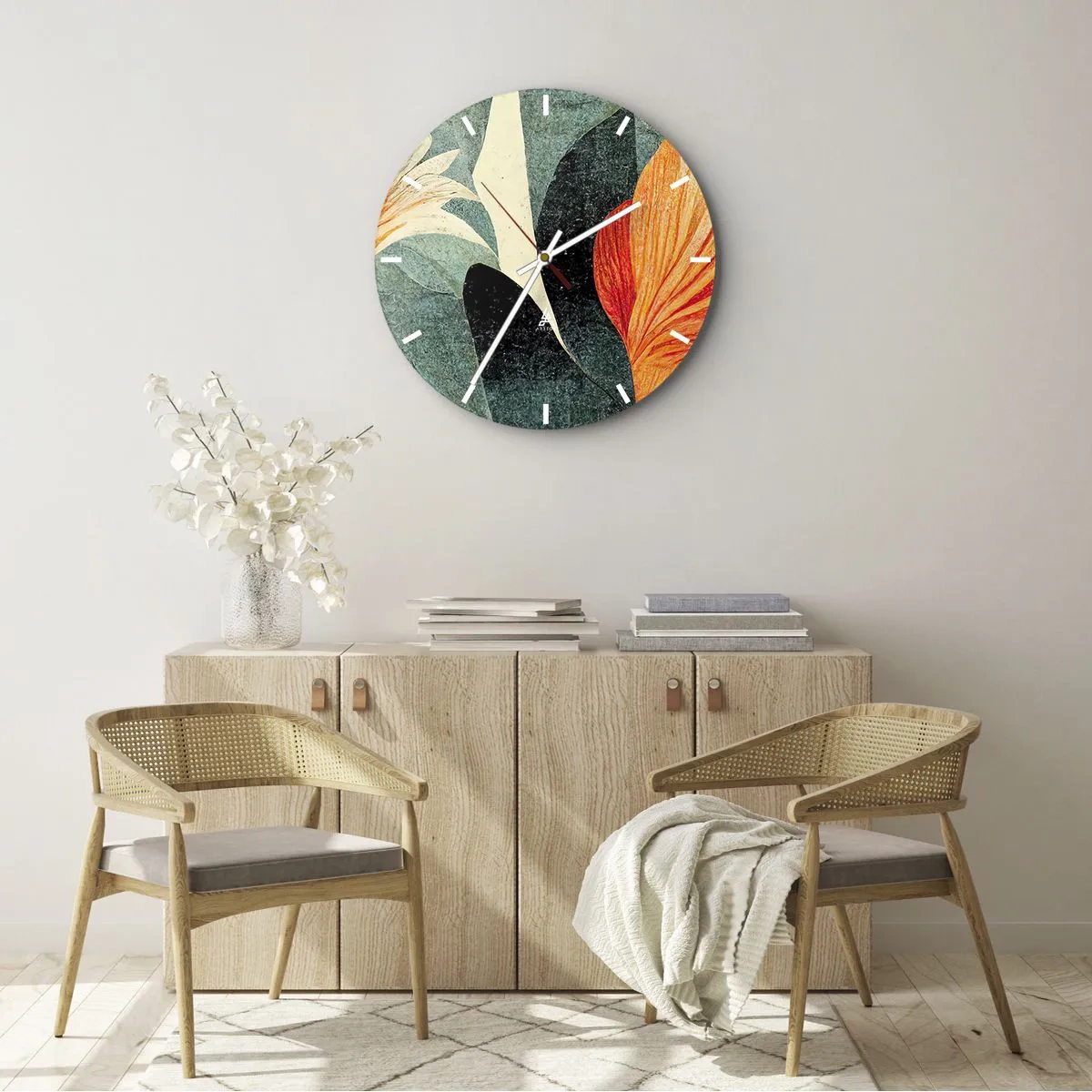 Wall clock - Clock on glass - Heat of the Tropics, Coolness of the Ground - 30x30 cm