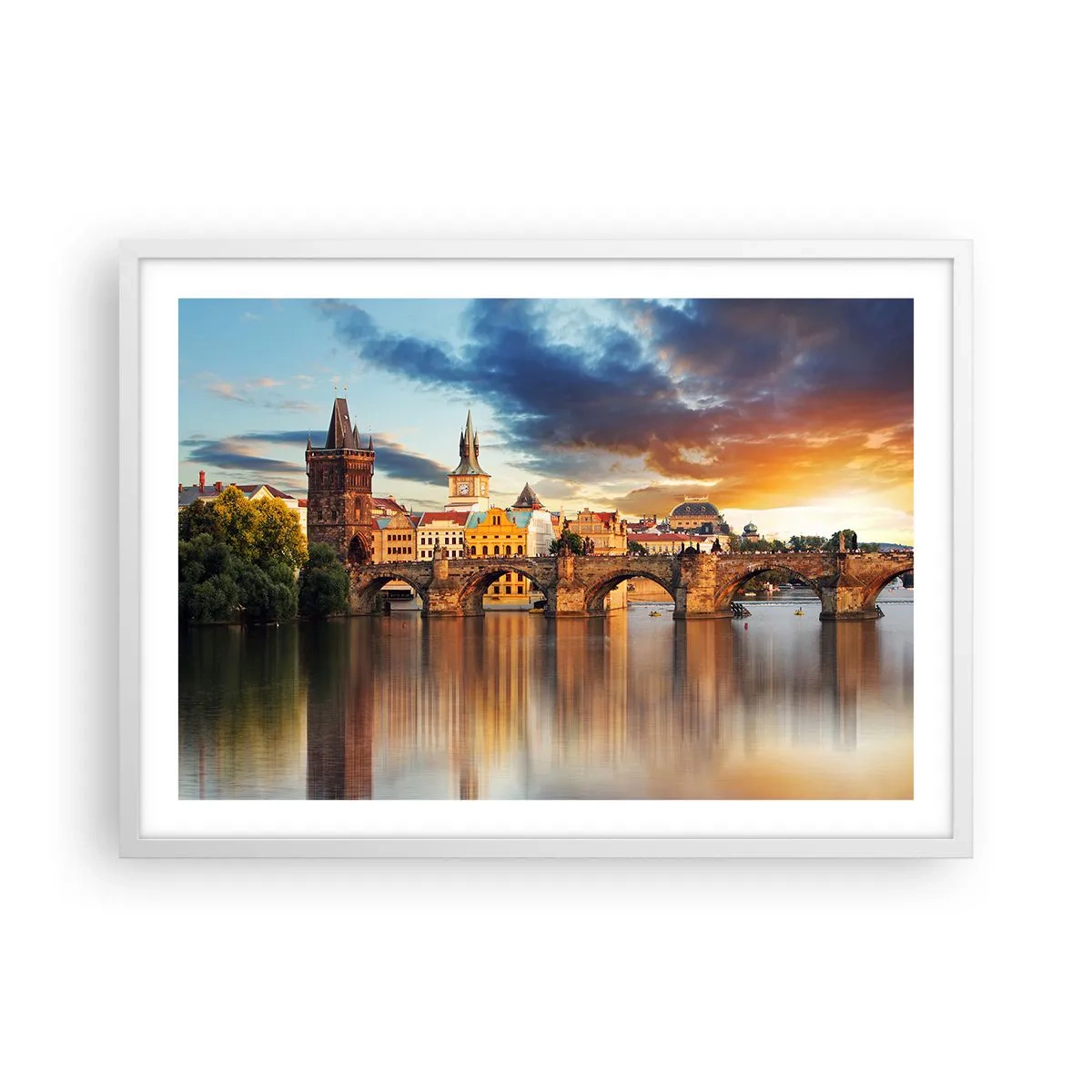 Poster in white frmae - Beautiful Prague - 70x50 cm