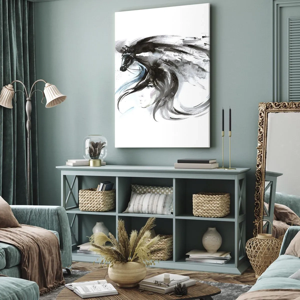 Canvas picture - Gallop of a Black Prince - 50x70 cm