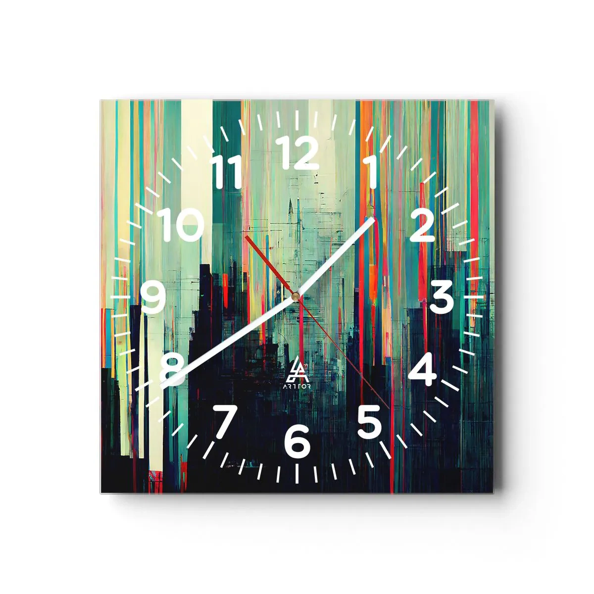 Wall clock - Clock on glass - Futuristic City - 40x40 cm
