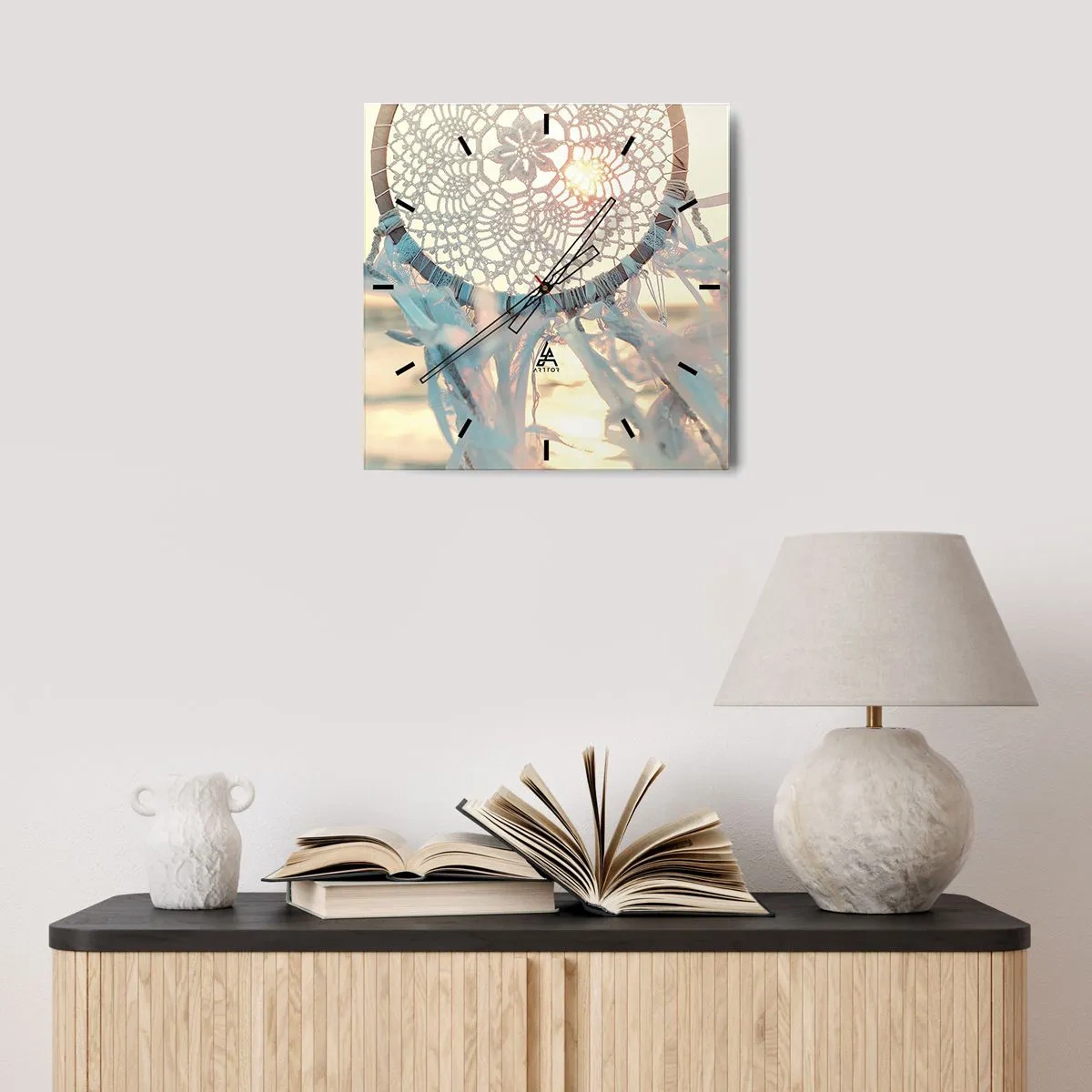 Wall clock - Clock on glass - Lace Totem - 40x40 cm