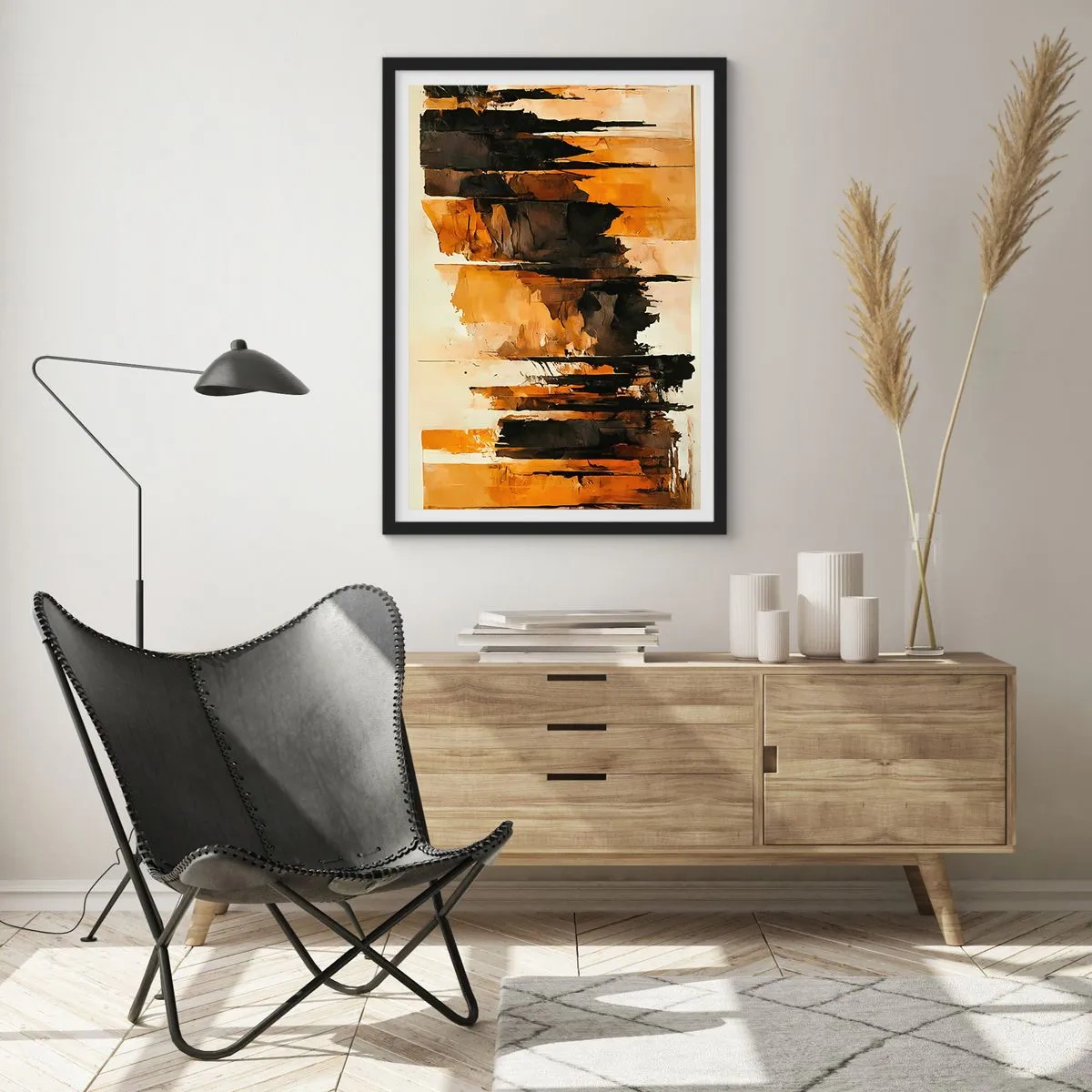 Poster in black frame - Harmony of Black and Gold - 61x91 cm