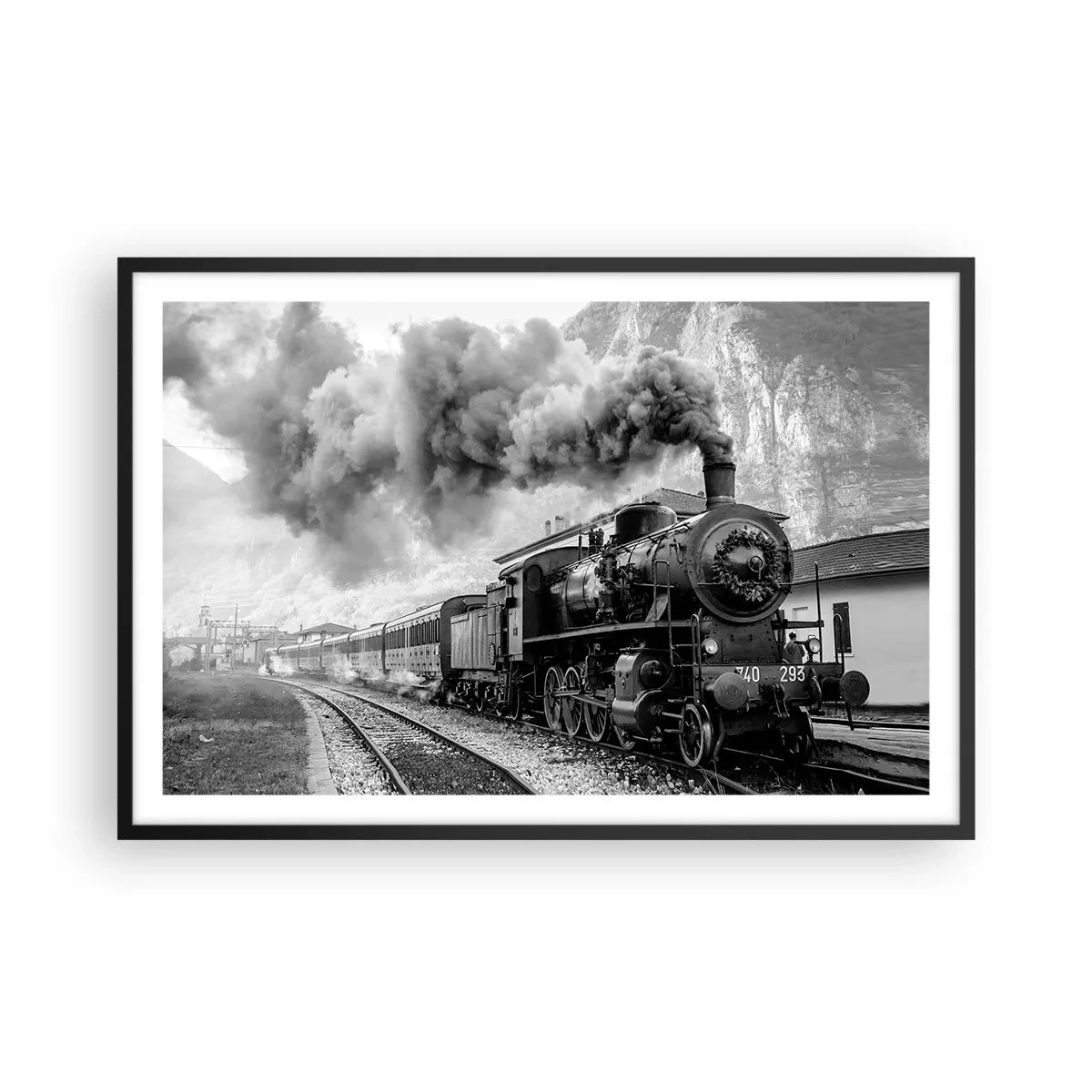 Poster in black frame - Standing at the Station... - 91x61 cm