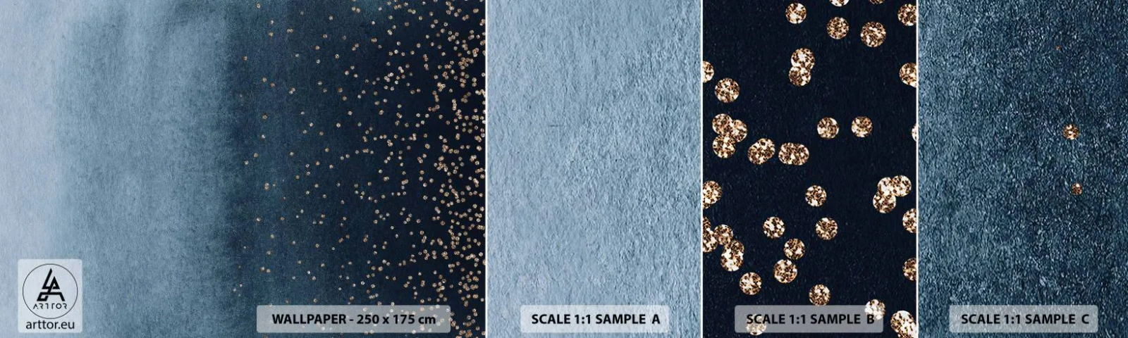 Photo Wallpaper Sample Standard Eco - Composition - Blue Phases - Abstraction, Piece, Design - 100x30 cm