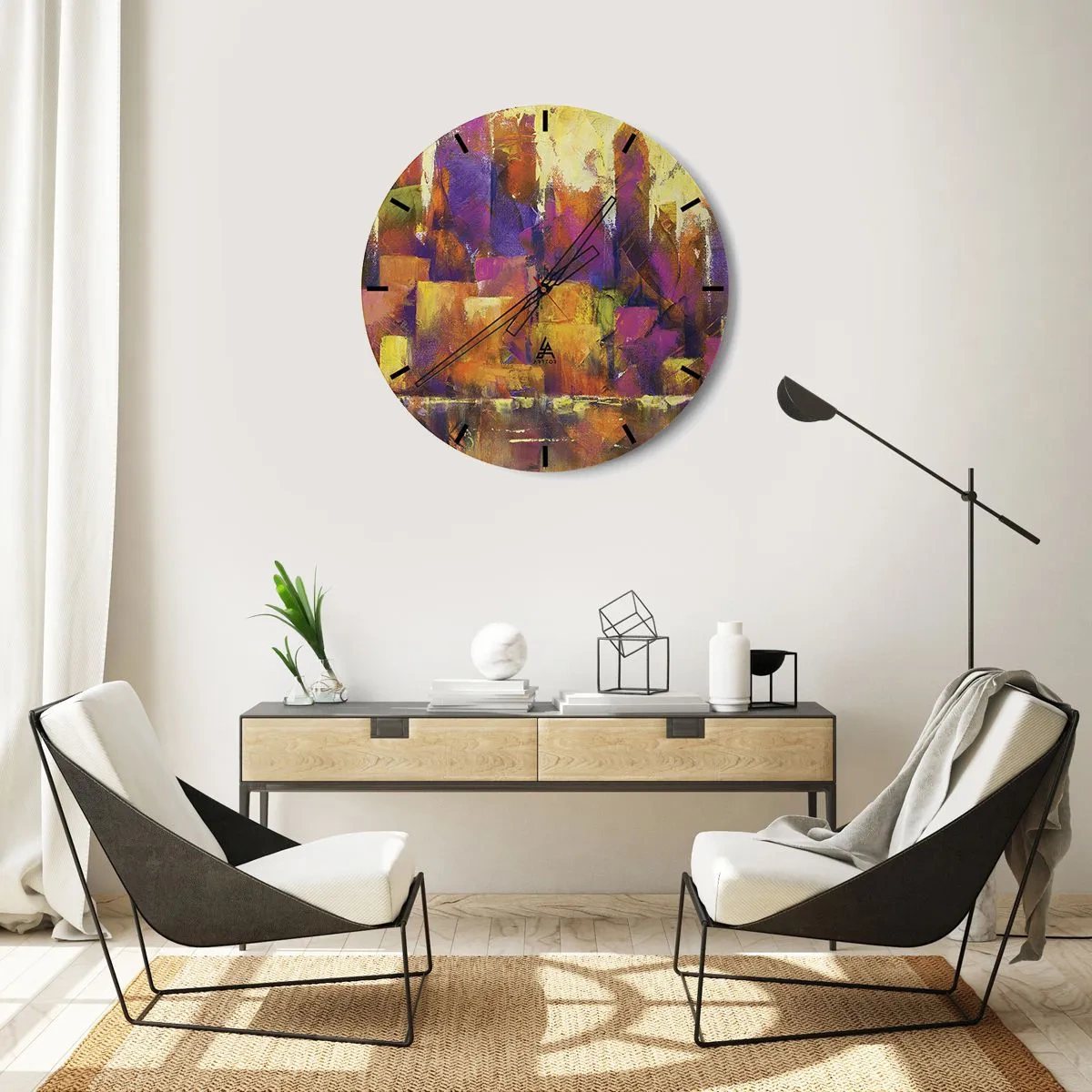 Wall clock - Clock on glass - Metropolitan Composition - 40x40 cm