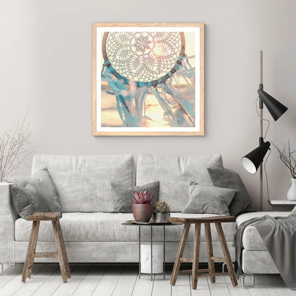 Poster in light oak frame - Lace Totem - 30x30 cm