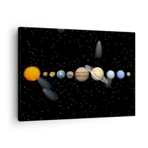 Canvas picture - The solar system with planets against the background of stars in space - 70x50cm - Planets are Revolving - Modern wall decoration for the living room and bedroom ARTTOR