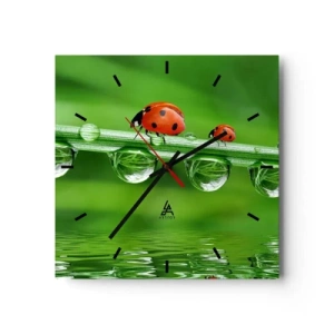 Wall clock - Clock on glass - Summer Is on Its Way - 30x30 cm