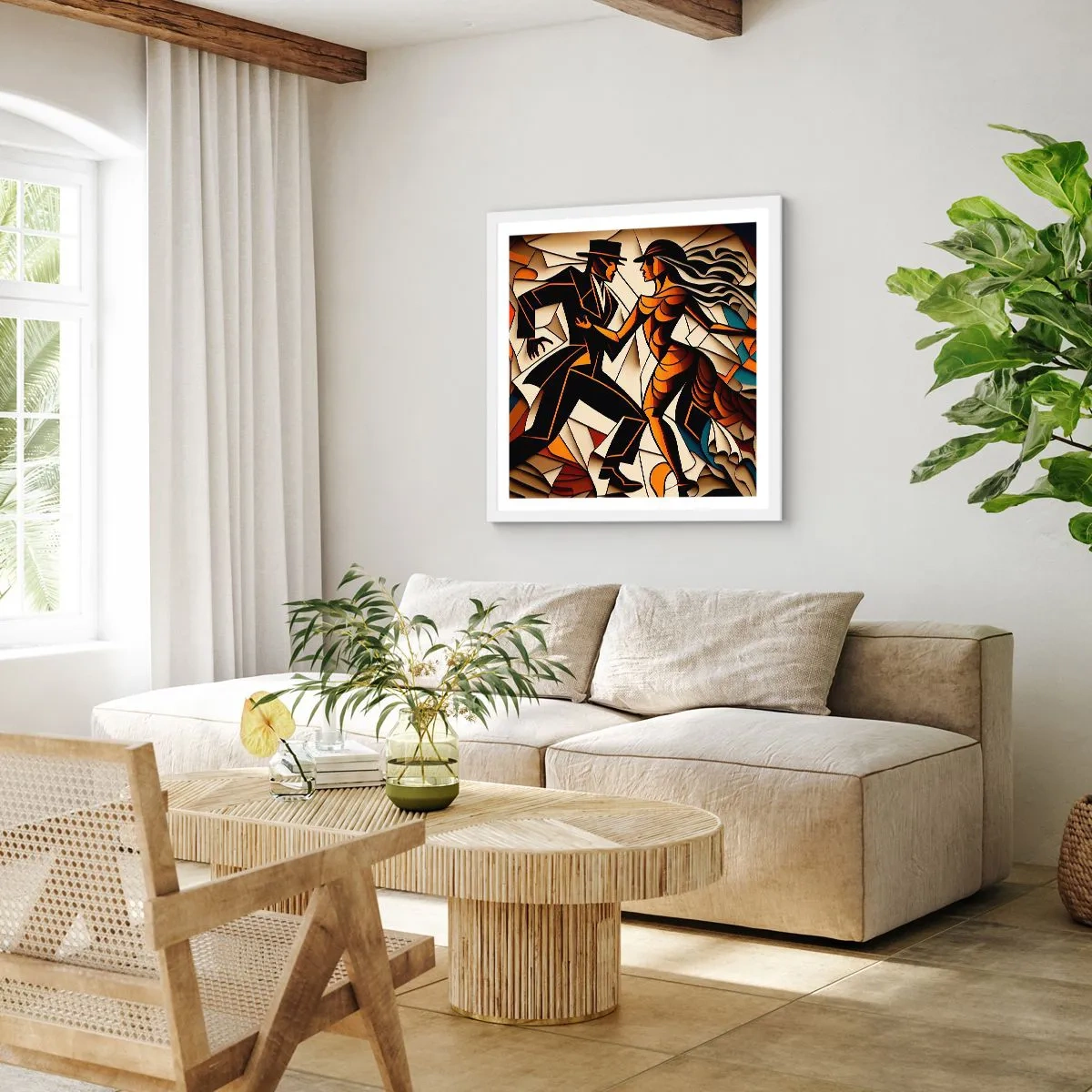 Poster in white frmae - Dance of Passion  - 60x60 cm