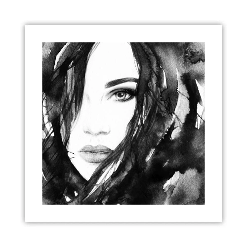Poster - Portriat of a Lady in Black and White - 40x40 cm