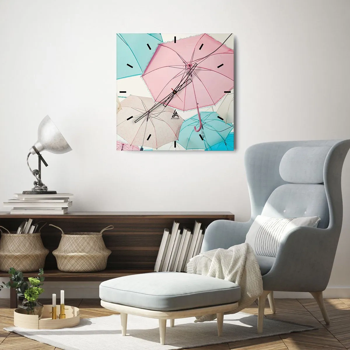 Wall clock - Clock on glass - Sometimes Sun, Sometimes Rain - 30x30 cm