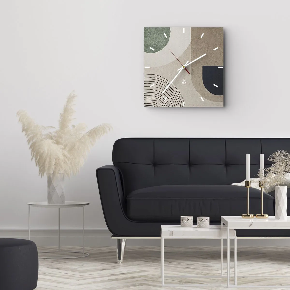 Wall clock - Clock on glass - Gentleness of an Oval - 40x40 cm