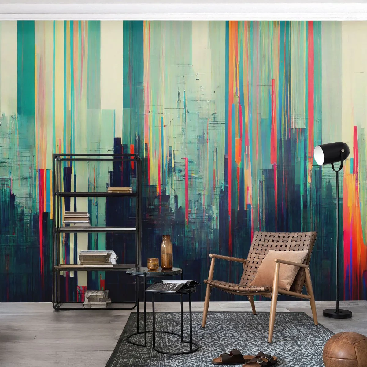 Self-Adhesive Photo Wallpaper Deluxe Sticker - Futuristic City - Abstraction, Technology, City - 350x256 cm