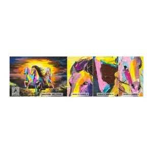 Photo Wallpaper Sample Standard Eco - Submerged in a Rainbow - Animals, Horses, Freedom - 100x30 cm