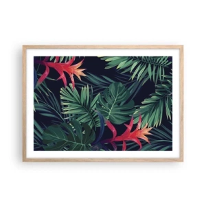Poster in light oak frame - Burn in Green - 70x50 cm