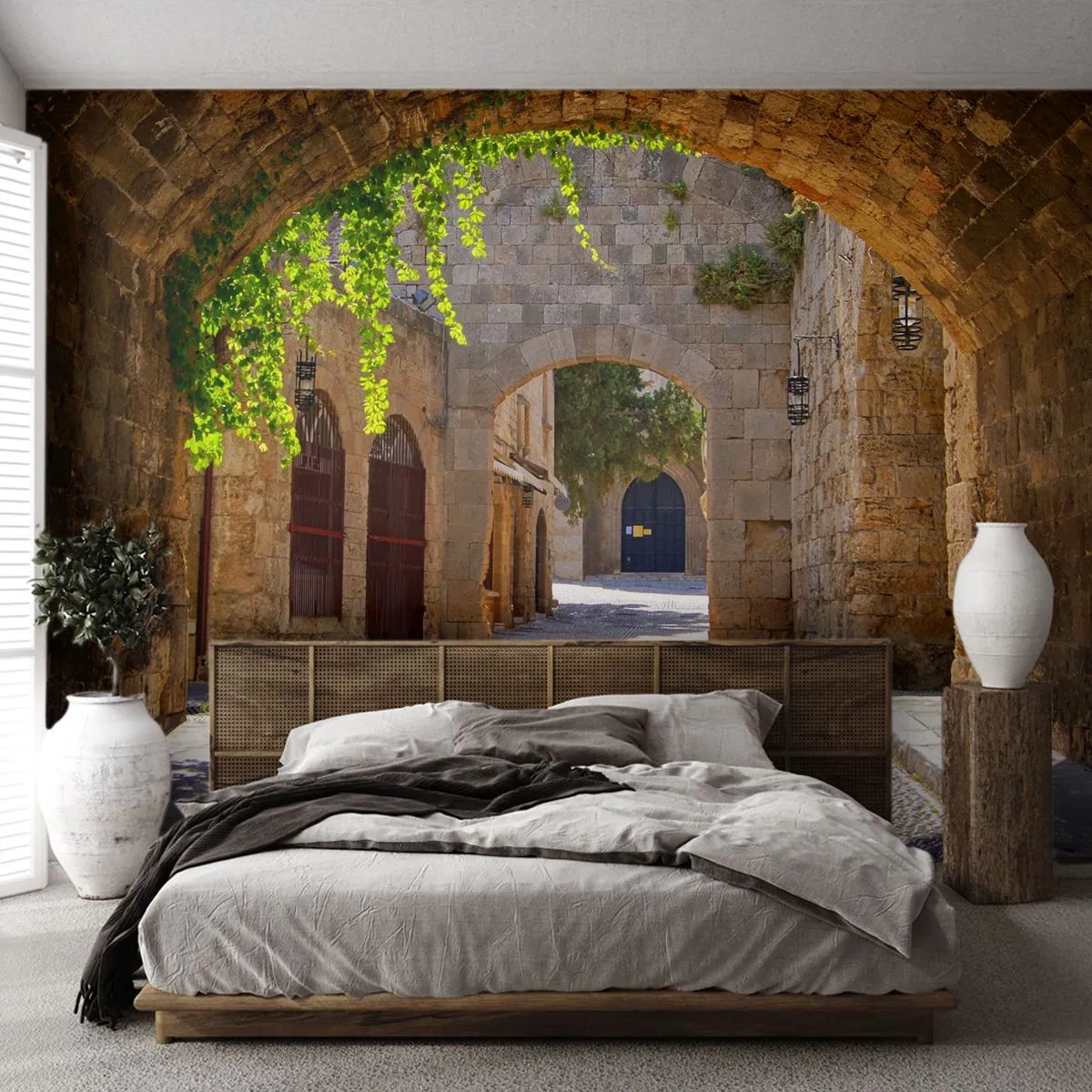 Photo Wallpaper Standard Eco - Procession Is on Its Way - Architecture, City, Alley - 200x140 cm