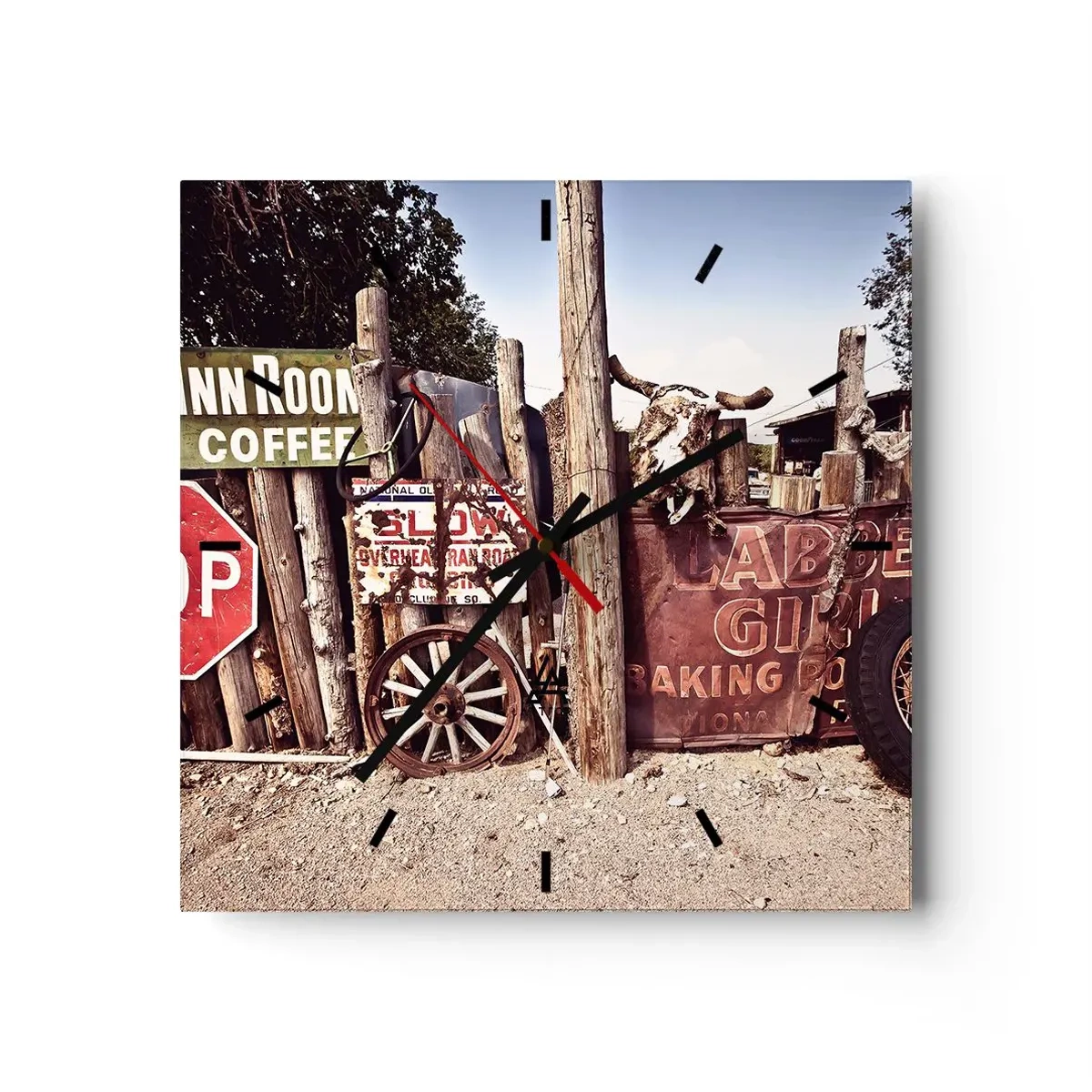 Wall clock - Clock on glass - And the Time Stopped - 40x40 cm