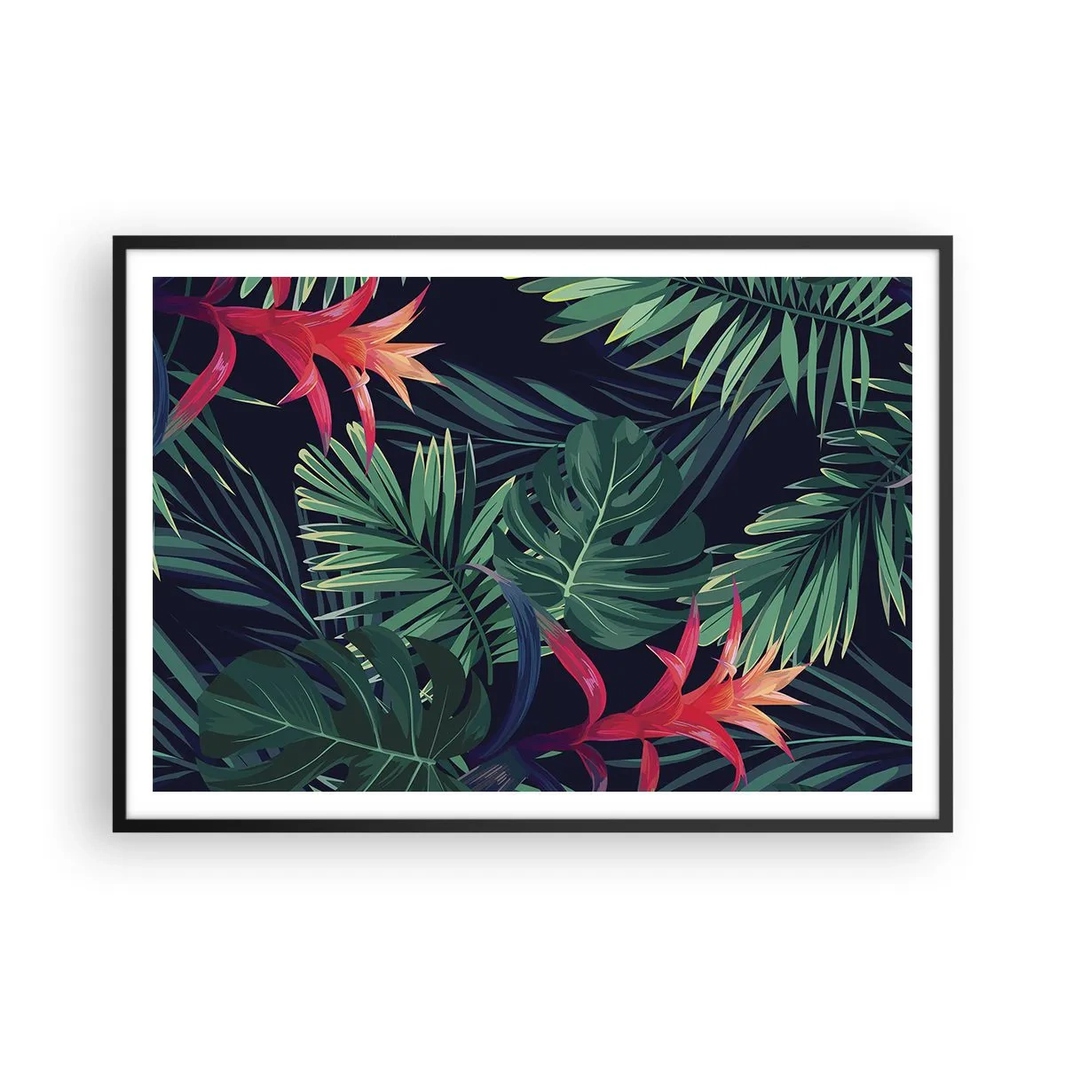 Poster in black frame - Burn in Green - 100x70 cm