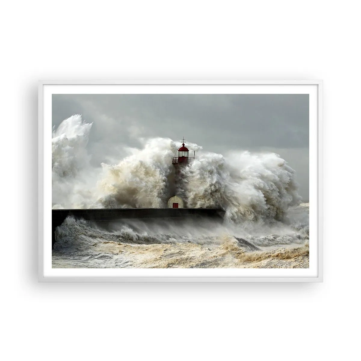 Poster in white frmae - Rage of the Ocean - 100x70 cm
