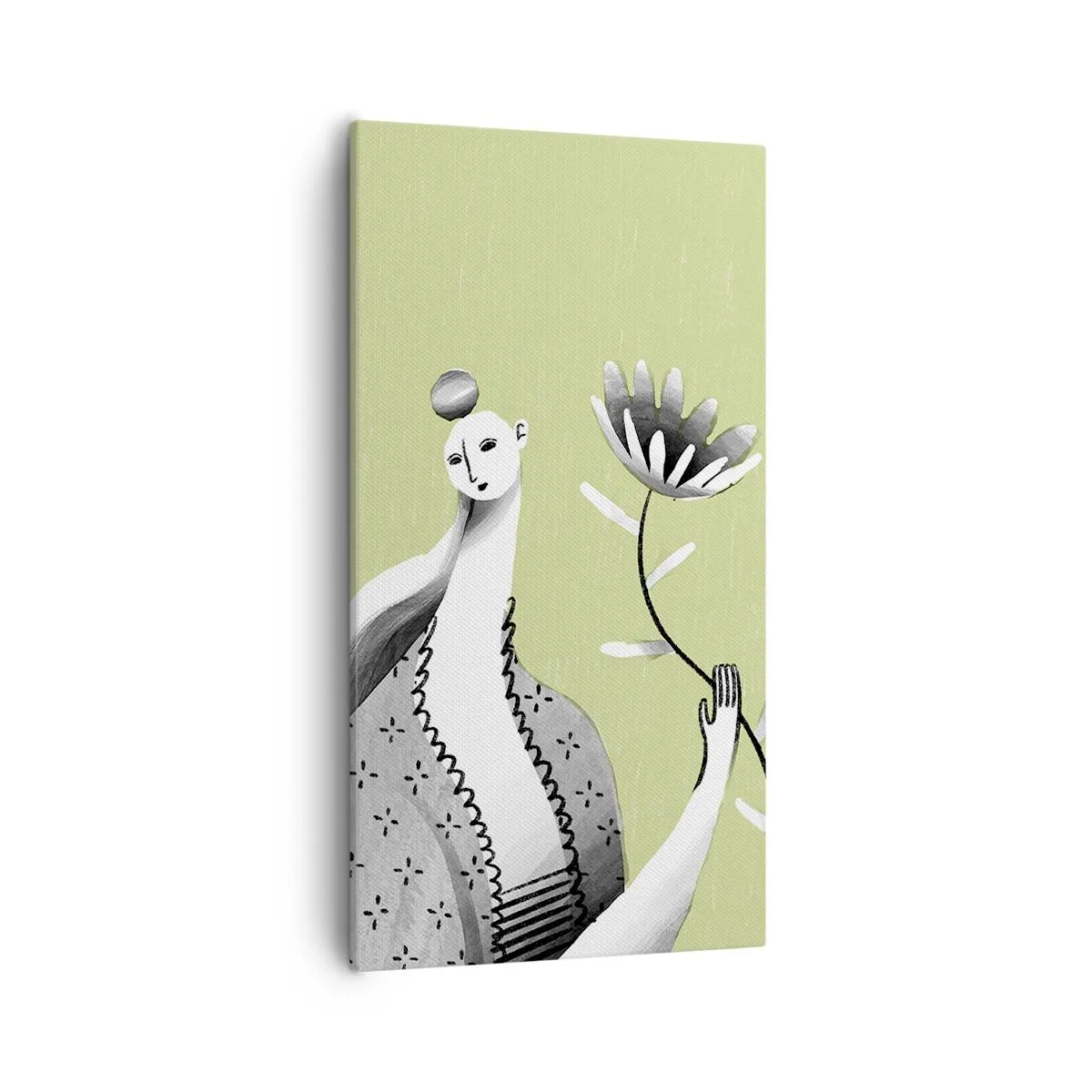 Canvas picture - Modernist Portrait - Holding a FLower - 55x100 cm