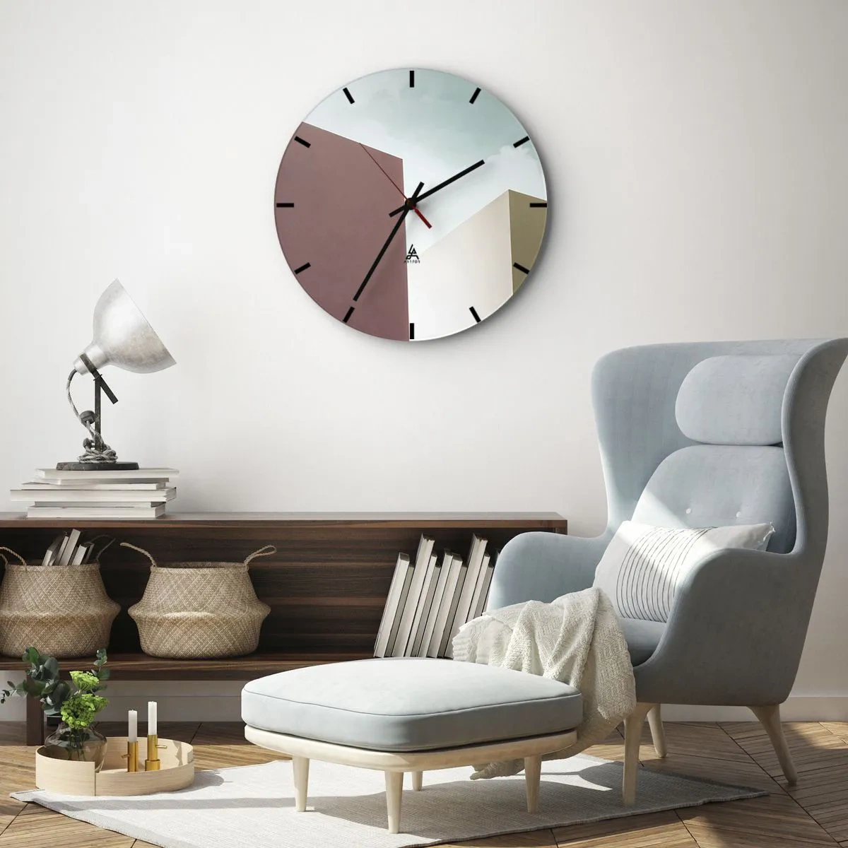 Wall clock - Clock on glass - Geometry of a Sunny summer - 40x40 cm
