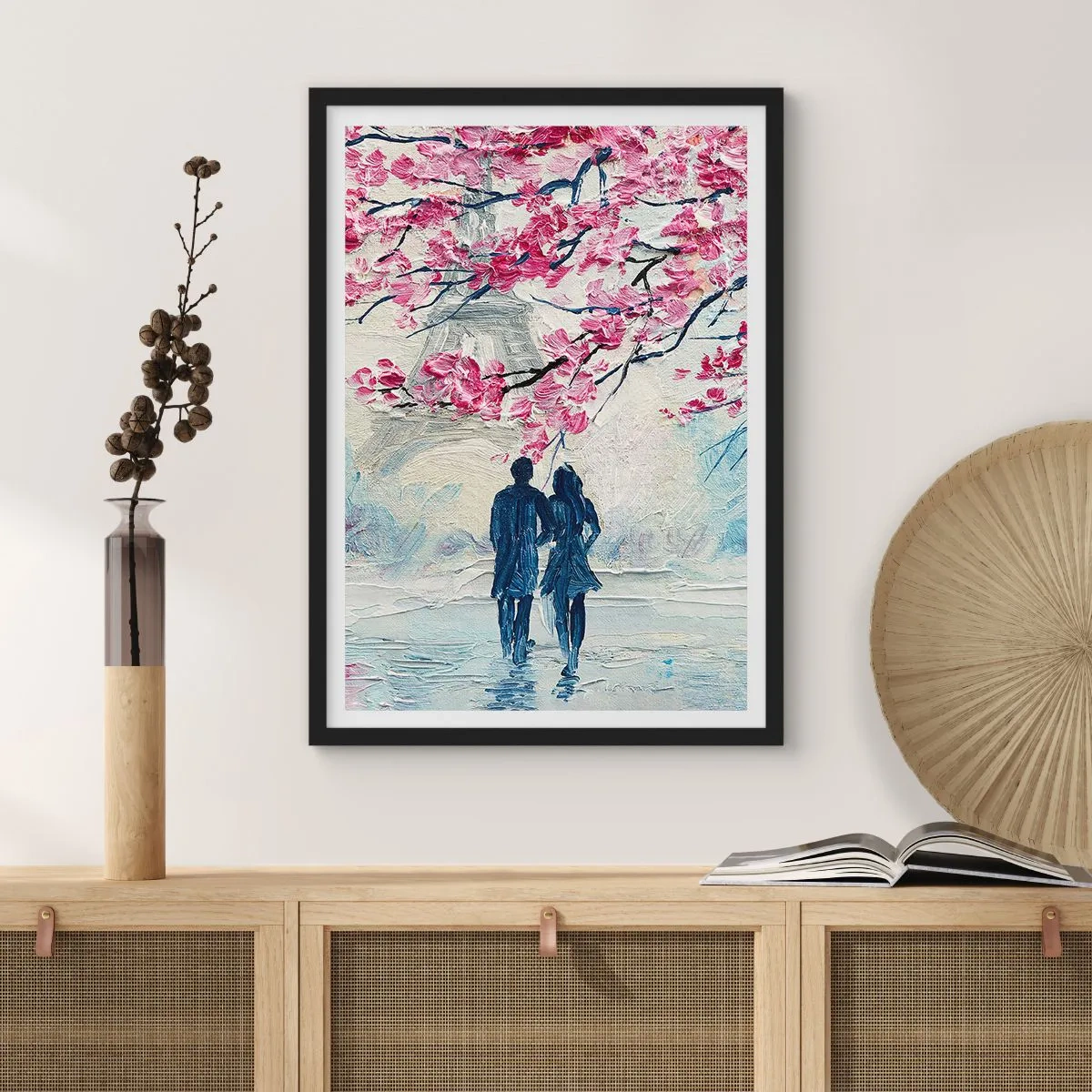 Poster in black frame - Romantic Walk - 61x91 cm