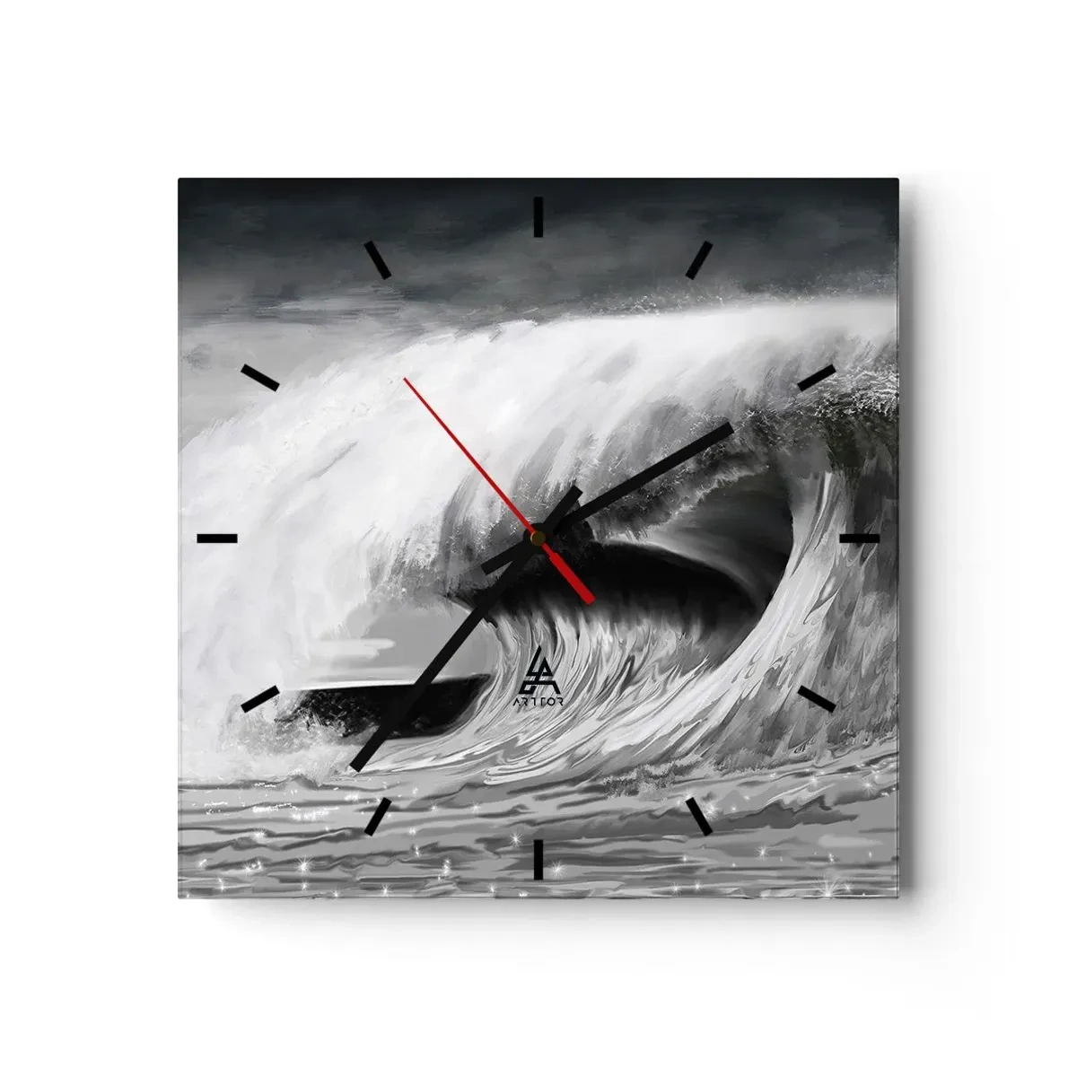 Wall clock - Clock on glass - Wrath of the Ocean - 40x40 cm