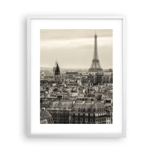 Poster in white frmae - Over the Roofs of Paris - 40x50 cm