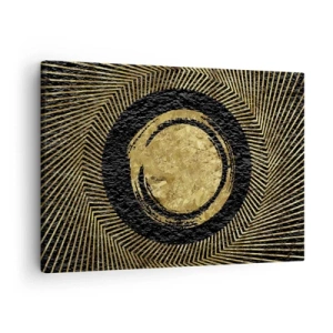 Canvas picture - Geometric composition in black and gold with rays - 70x50cm - Composition Glamour - Modern wall decoration for the living room and bedroom ARTTOR
