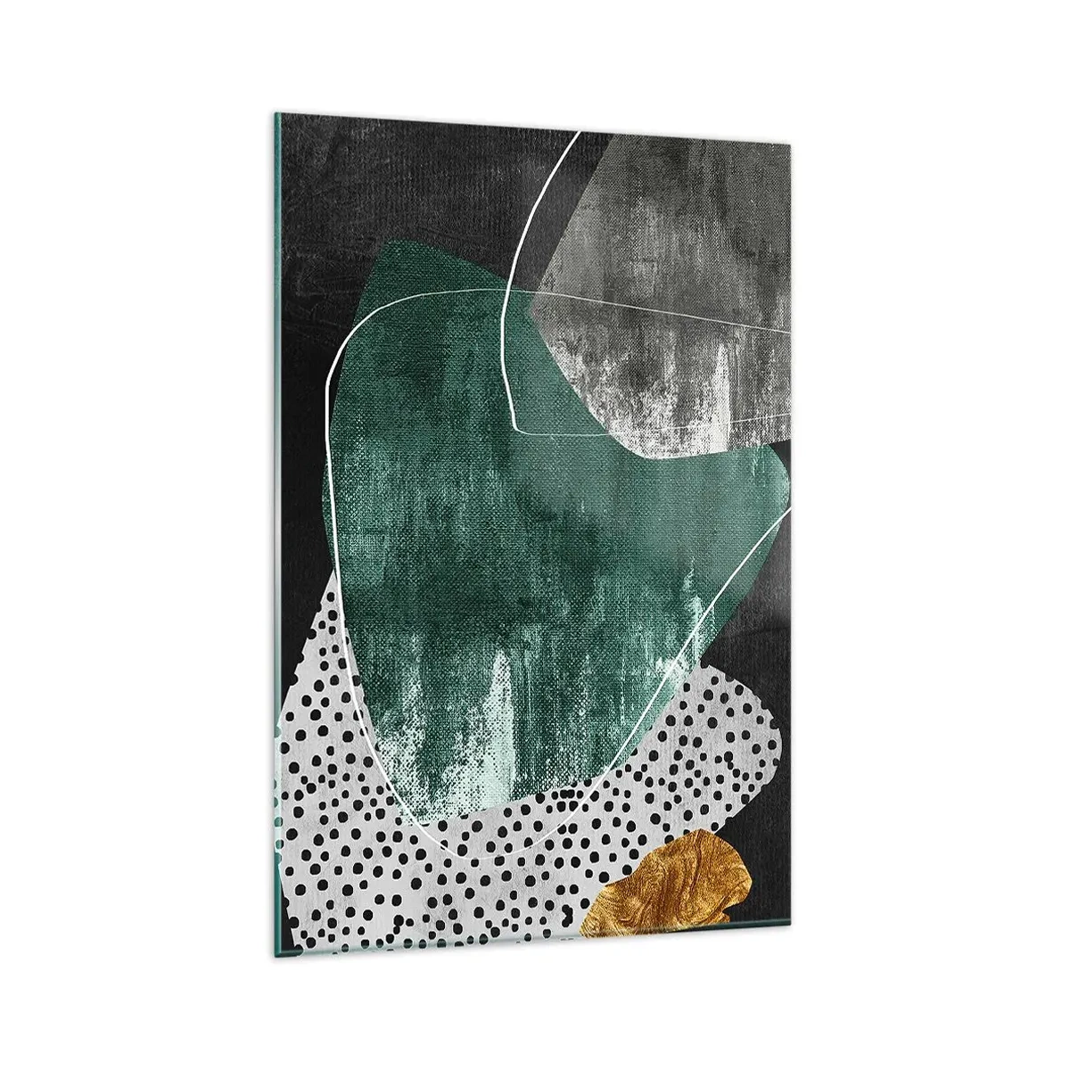 Glass picture - Colourful Abstract with a Golden Petal - 80x120 cm