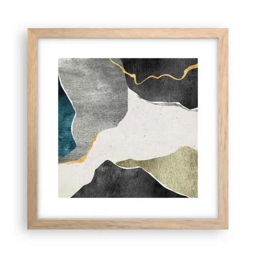 Poster in light oak frame - Mosaic Composition with a Gold Thread - 30x30 cm