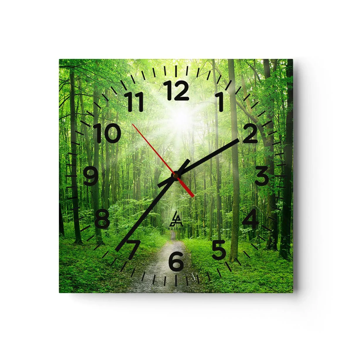 Wall clock - Clock on glass - Green Cathedral - 40x40 cm