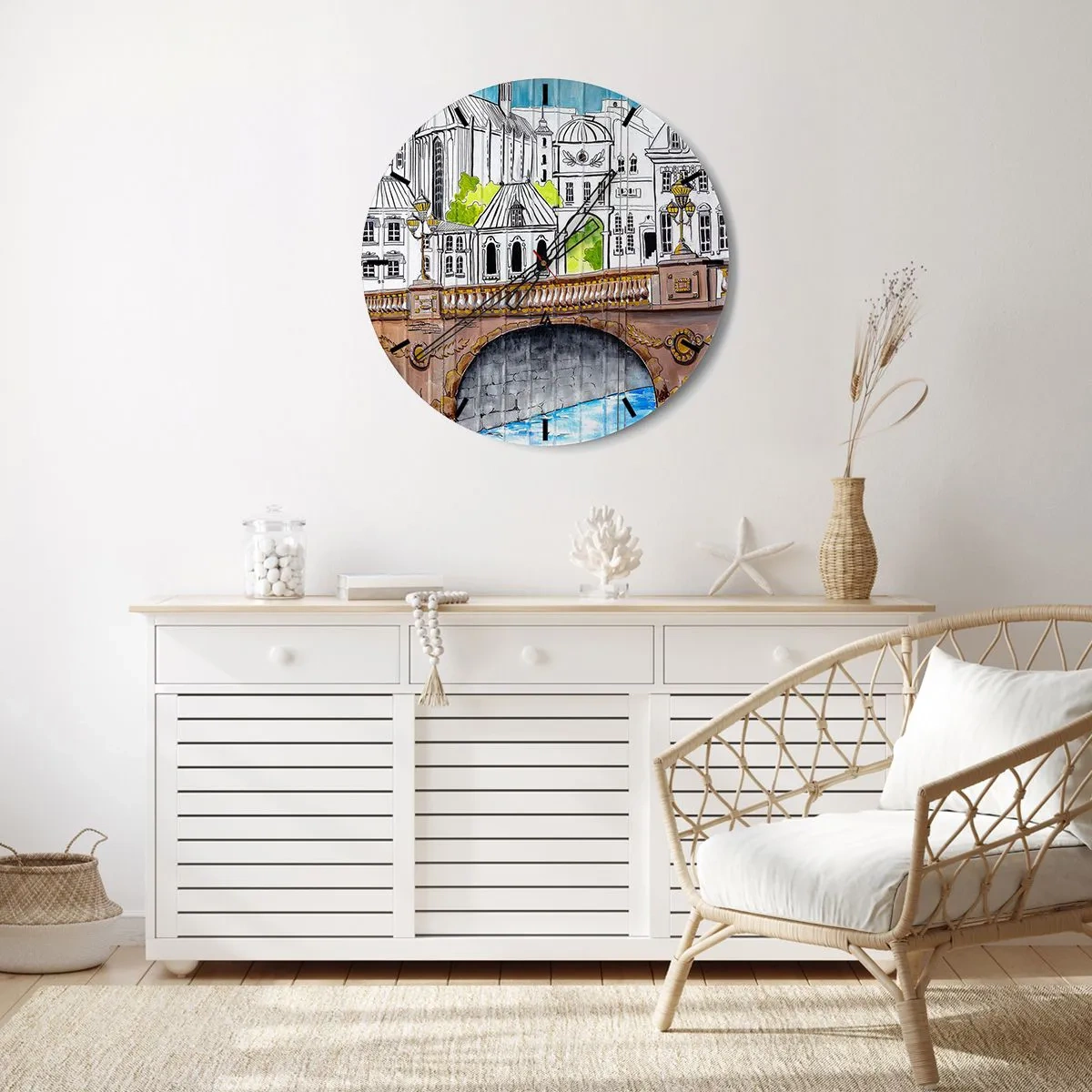 Wall clock - Clock on glass - City Pretty as a Picture - 40x40 cm