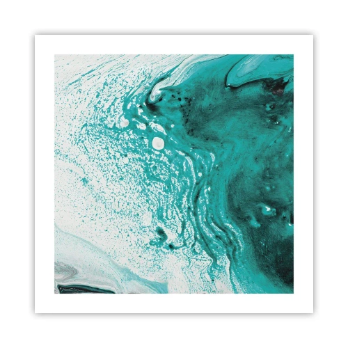 Poster - Dissolving in White and Turquoise - 50x50 cm
