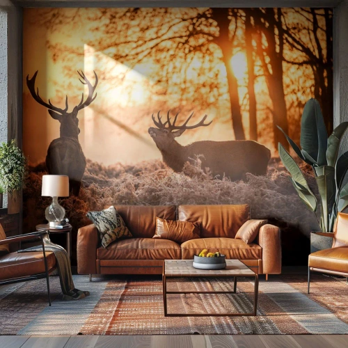 Self-Adhesive Photo Wallpaper Deluxe Sticker - Hunter's Dream - Landscape, Deer, Hunting - 400x280 cm