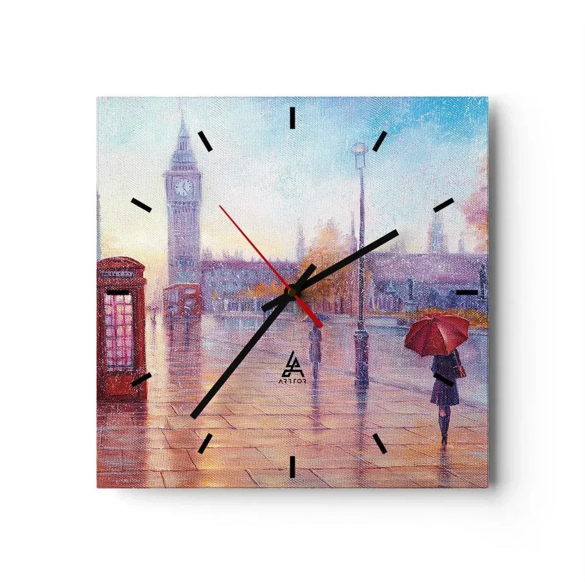 Wall clock - Clock on glass - London Autumn Day - 30x30 cm