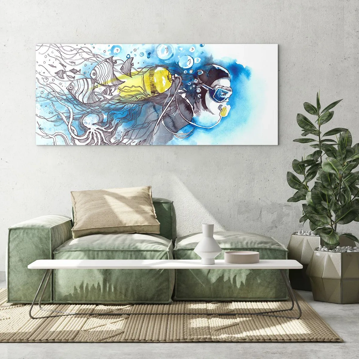 Glass picture - Big Blue - 100x40 cm