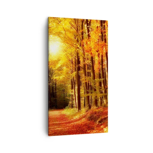 Canvas picture - Golden Autumn on a Forest Path - 45x80 cm