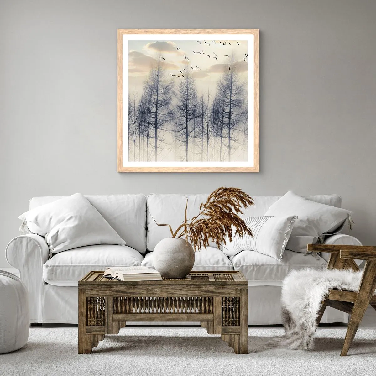 Poster in light oak frame - Spirits of the Forest - 30x30 cm