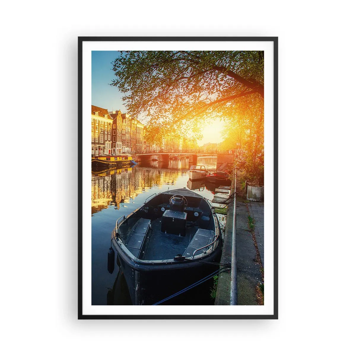 Poster in black frame - Morning in Amsterdam - 70x100 cm