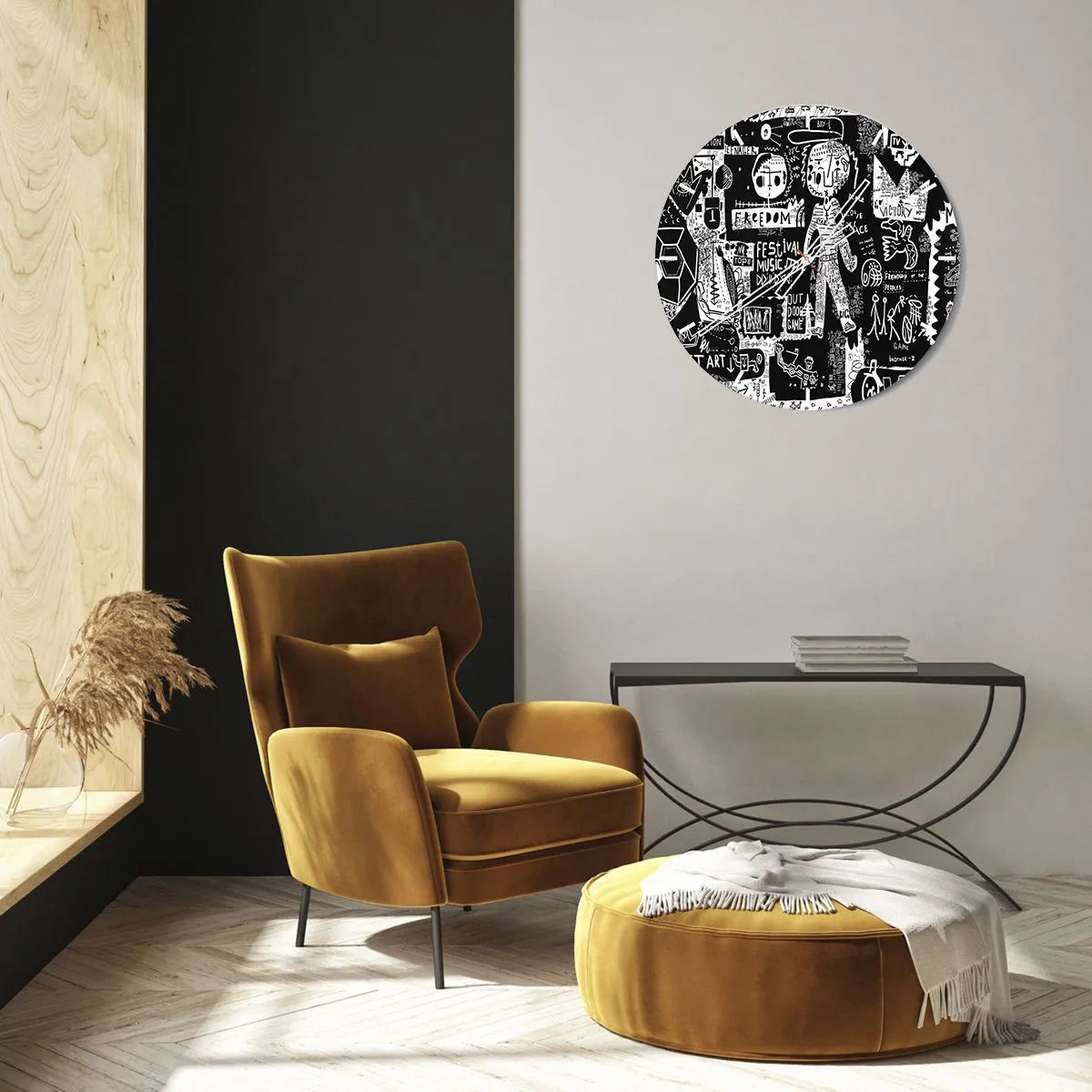 Wall clock - Clock on glass - Rights and Joys of Youth - 30x30 cm